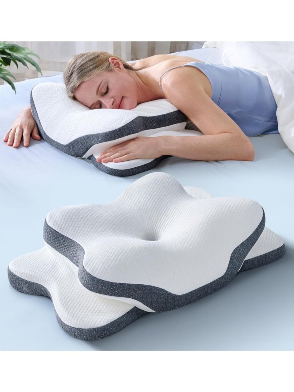 Ergonomic Cervical Neck Pillow - 5X Pain Relief, Cooling Memory Foam, Contour